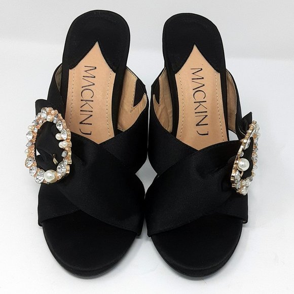 NIB sz 8 Sexy Mules Rhinestone Buckle Sandal  3.5" - Picture 3 of 8